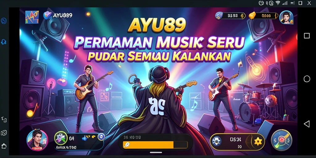 Tampilan gameplay AYU89 dengan interaksi musik penuh energi.