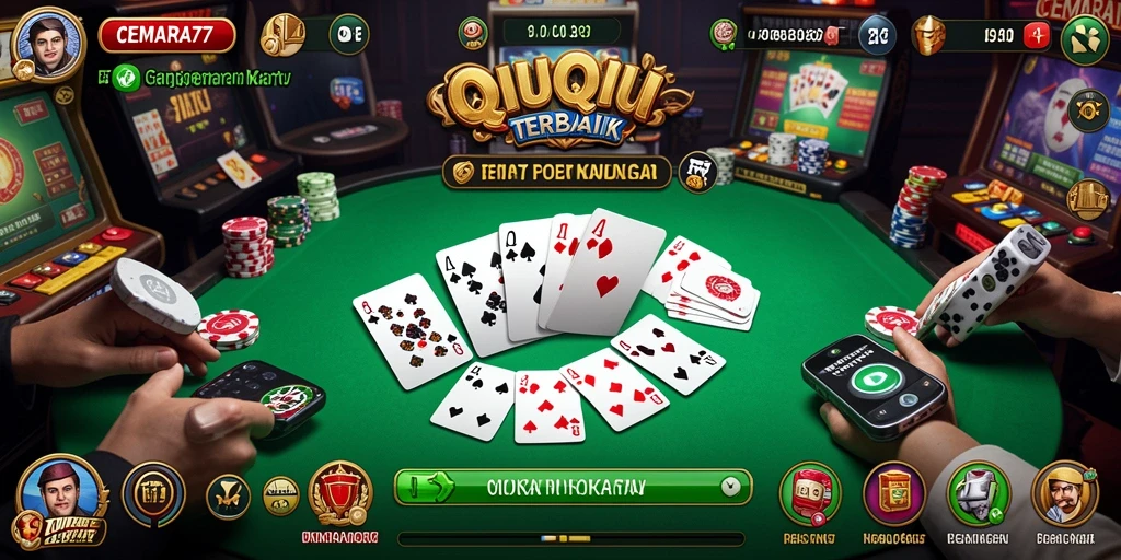 Tampilan gameplay CEMARA77 dengan kartu QiuQiu yang seru.