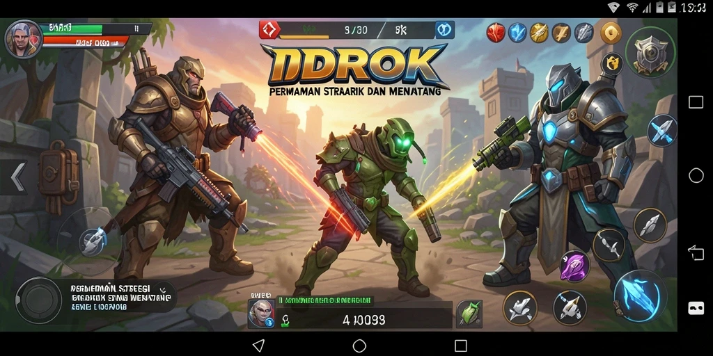 Screenshot utama IDROK menampilkan pertempuran strategi yang intens dan menarik.