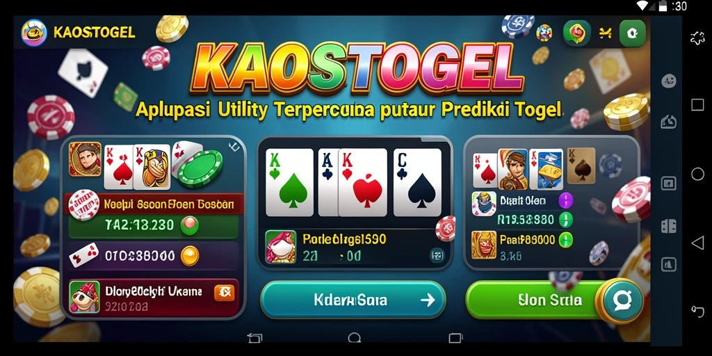 Tampilan aplikasi KAOSTOGEL dengan fitur prediksi yang lengkap.