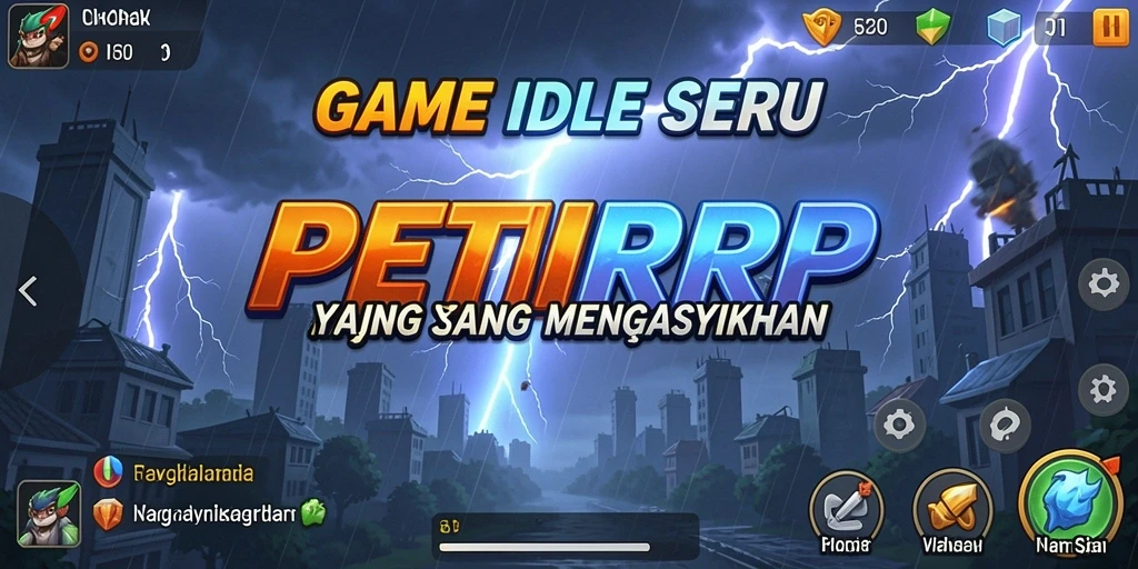 Screenshot utama gameplay PETIRRP yang menunjukkan karakter dan misi menarik.