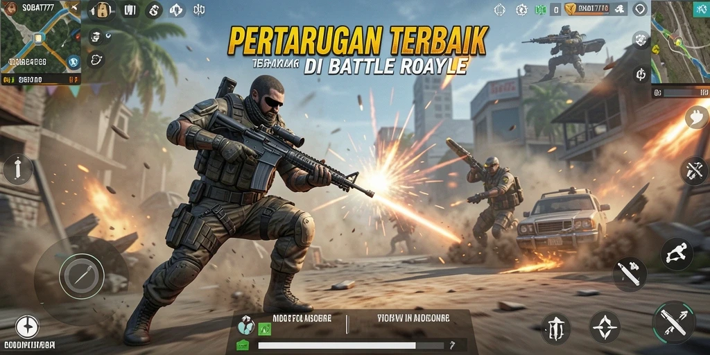Screenshot SOBAT777 menunjukkan aksi seru dalam pertarungan Battle Royale.
