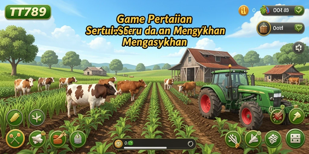 Tampilan permainan TT789 dengan berbagai tanaman dan hewan.